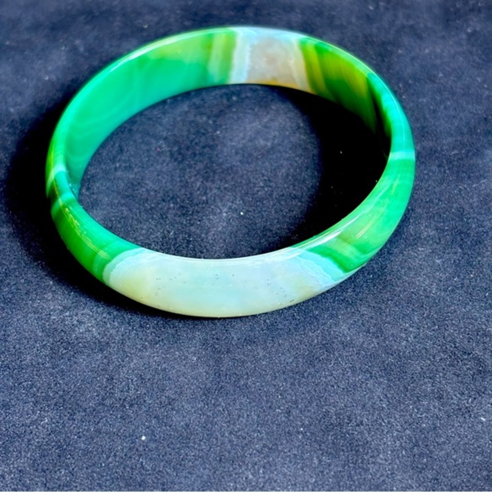 Natural Green Agate Bangle Bracelet